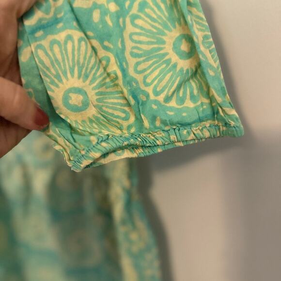 Lucky Brand Floral Embroidered Top Green Blue 3/4 Sleeve Small Cotton - Picture 4 of 5